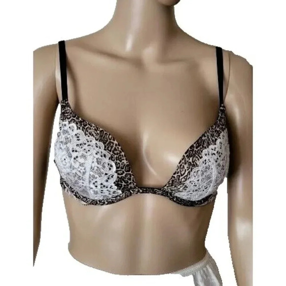 Victoria's Secret push up lace overlay multicolor animal print Bra size 32B - Picture 1 of 8